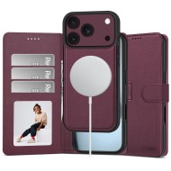 Кожен тефтер с MagSafe за iPhone 17 Pro  / 18 Pro от Tech-Protect Wallet MagSafe - Mulberry