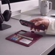 Кожен тефтер с MagSafe за iPhone 17 Pro  / 18 Pro от Tech-Protect Wallet MagSafe - Mulberry