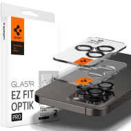 2 броя комплетки от протектори за обектви на камерата на iPhone 14/15 Pro - 14/15 Pro Max от Spigen Optik Tr - Черен 