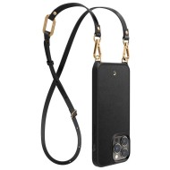 Кожен кейс с MagSafe и каишка за iPhone 14 Pro Max от Spigen Cyrill Classic Charm Mag - Черен