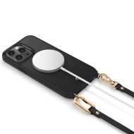Кожен кейс с MagSafe и каишка за iPhone 14 Pro Max от Spigen Cyrill Classic Charm Mag - Черен