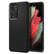 Удароустойчив, силиконов кейс за Samsung Galaxy S21 Ultra от Spigen Liquid Air - Черен