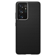 Удароустойчив, силиконов кейс за Samsung Galaxy S21 Ultra от Spigen Liquid Air - Черен