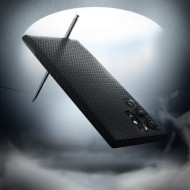 Удароустойчив, силиконов кейс за Samsung Galaxy S22 Ultra от Spigen Liquid Air - Черен