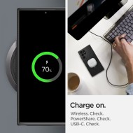 Удароустойчив, силиконов кейс за Samsung Galaxy S22 Ultra от Spigen Liquid Air - Черен