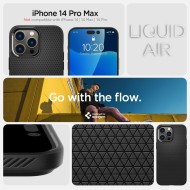 Удароустойчив, силиконов кейс за iPhone 14 Pro Max от Spigen Liquid Air - Черен