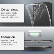 Удароустойчив, силиконов кейс за Samsung Galaxy S22 от Spigen Liquid Crystal - Прозрачен