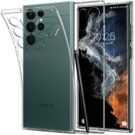 Удароустойчив, силиконов кейс за Samsung Galaxy S22 Ultra от Spigen Liquid Crystal - Прозрачен