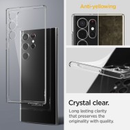 Удароустойчив, силиконов кейс за Samsung Galaxy S22 Ultra от Spigen Liquid Crystal - Прозрачен