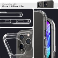 Удароустойчив, силиконов кейс за iPhone 12 / 12 Pro от Spigen Liquid Crystal - Прозрачен