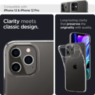Удароустойчив, силиконов кейс за iPhone 12 / 12 Pro от Spigen Liquid Crystal - Прозрачен