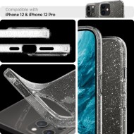 Удароустойчив, силиконов кейс за iPhone 12 / 12 Pro от Spigen Liquid Crystal - Glitter Crystal