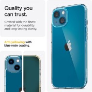 Удароустойчив, силиконов кейс за iPhone 13 Mini от Spigen Liquid Crystal - Прозрачен