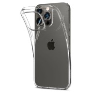 Удароустойчив, силиконов кейс за iPhone 14 Pro Max от Spigen Liquid Crystal - Прозрачен
