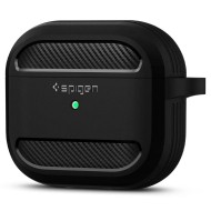 Удароустойчив силиконов калъф за Apple AirPods 3 от Spigen Rugged Armor - Черен мат