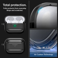 Удароустойчив силиконов калъф за Apple AirPods Pro 1 / 2 от Spigen Rugged Armor - Черен мат