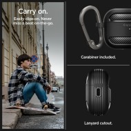 Удароустойчив силиконов калъф за Apple AirPods Pro 1 / 2 от Spigen Rugged Armor - Черен мат