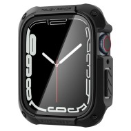 Удароустойчив кейс с протектор за Apple Watch 7 / 8 / 9 (45mm) от Spigen Tough Armor - Черен