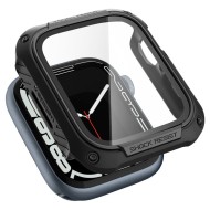 Удароустойчив кейс с протектор за Apple Watch 7 / 8 / 9 (45mm) от Spigen Tough Armor - Черен