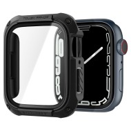 Удароустойчив кейс с протектор за Apple Watch 7 / 8 / 9 (45mm) от Spigen Tough Armor - Черен