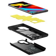 Удароустойчив, твърд кейс за Samsung Galaxy S22 Ultra от Spigen Tough Armor - Черен
