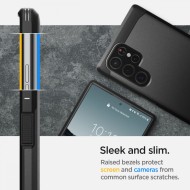 Удароустойчив, твърд кейс за Samsung Galaxy S22 Ultra от Spigen Tough Armor - Черен