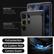 Удароустойчив, твърд кейс за Samsung Galaxy S23 Ultra от Spigen Tough Armor - Черен