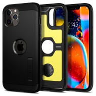 Удароустойчив, твърд кейс за iPhone 12 / 12 Pro от Spigen Tough Armor - Черен