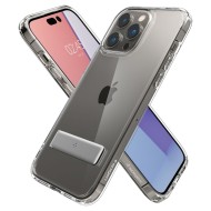 Удароустойчив твърд кейс за iPhone 14 Pro от Spigen Ultra Hybrid S - Прозрачен