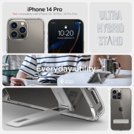 Удароустойчив твърд кейс за iPhone 14 Pro от Spigen Ultra Hybrid S - Прозрачен