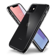Удароустойчив твърд кейс за iPhone 11 от Spigen Ultra Hybrid - Прозрачен