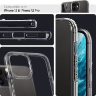 Удароустойчив твърд кейс за iPhone 12 / 12 Pro от Spigen Ultra Hybrid - Прозрачен