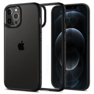 Удароустойчив твърд кейс за iPhone 12 / 12 Pro от Spigen Ultra Hybrid - Матово Черно
