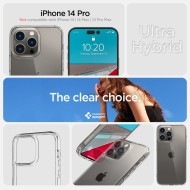 Удароустойчив твърд кейс за iPhone 14 Pro от Spigen Ultra Hybrid - Прозрачен