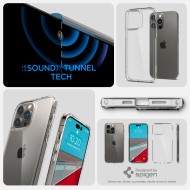 Удароустойчив твърд кейс за iPhone 14 Pro Max от Spigen Ultra Hybrid - Прозрачен