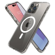 Удароустойчив кейс с MagSafe пръстен за iPhone 14 Pro Max от Spigen Ultra Hybrid Mag - Бял