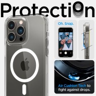 Удароустойчив кейс с MagSafe пръстен за iPhone 14 Pro от Spigen Ultra Hybrid Mag - Бял