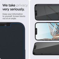 2 броя стъклени протектори за дисплей на iPhone 13 Pro Max от Spigen Glas.TR "Ez Fit" - Privacy