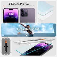 2 броя стъклени протектори за дисплей на iPhone 14 Pro от Spigen Glas.TR "Ez Fit" 2-pack - Прозрачен