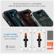2 броя стъклени протектори за дисплей на iPhone 14 Pro от Spigen Glas.TR "Ez Fit" 2-pack - Прозрачен