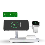Зарядна станция 3 в 1 с MagSafe за iPhone, AirPods и Apple Watch от Tech-Protect A12 - Бяла