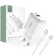 Комплект зарядно и кабел с USB-C за IOS и Android от Tech-Protect C20W - Бял