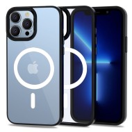 Твърд кейс с MagSafe пръстен за iPhone 13 Pro от Tech-Protect MagMat - Прозрачен/Черен
