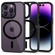 Твърд кейс с MagSafe пръстен за iPhone 14 Pro Max от Tech-Protect MagMat - Прозрачен/Черен