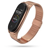 Стоманена верижка за смарт часовник Xiaomi Mi Smart Band 5 / 6 / 6 NFC от Tech-Protect MilaneseBand - Rose Gold