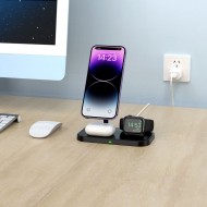 Безжично зарядно 3 в 1 с MagSafe за Apple продукти от Tech-Protect QI15W-A22 - Черен