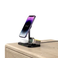 Безжично зарядно 3 в 1 с MagSafe за Apple продукти от Tech-Protect QI15W-A22 - Черен