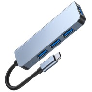 Адаптер 4 в 1 за лаптопи с USB Type - C вход от Tech Protect V1 HUB 4 in 1 - Сив