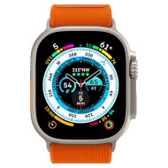 Текстилна каишка за Apple Watch 4 / 5 / 6 / 7 / 8 / SE / Ultra 1/2 (42/44/45/49 mm) от Spigen Fit Lite Ultra - Оранжева
