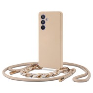 Силиконов калъф с връзка за Samsung Galaxy A14 4G/5G от Tech-Protect Icon Chain - Бежов